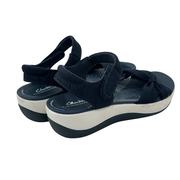 Clarks Cloudsteppers Women Navy Bow Sandals Size 7 Cushioned Lightweight Comfort - Picture 7 of 14